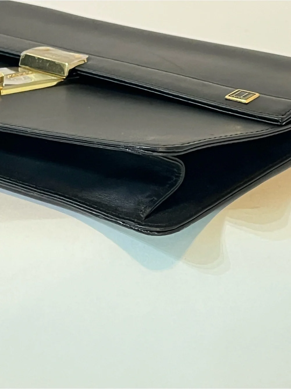 Dunhill Vintage Black Leather Clutch Gold Combination Lock Wristlet 🇮🇹